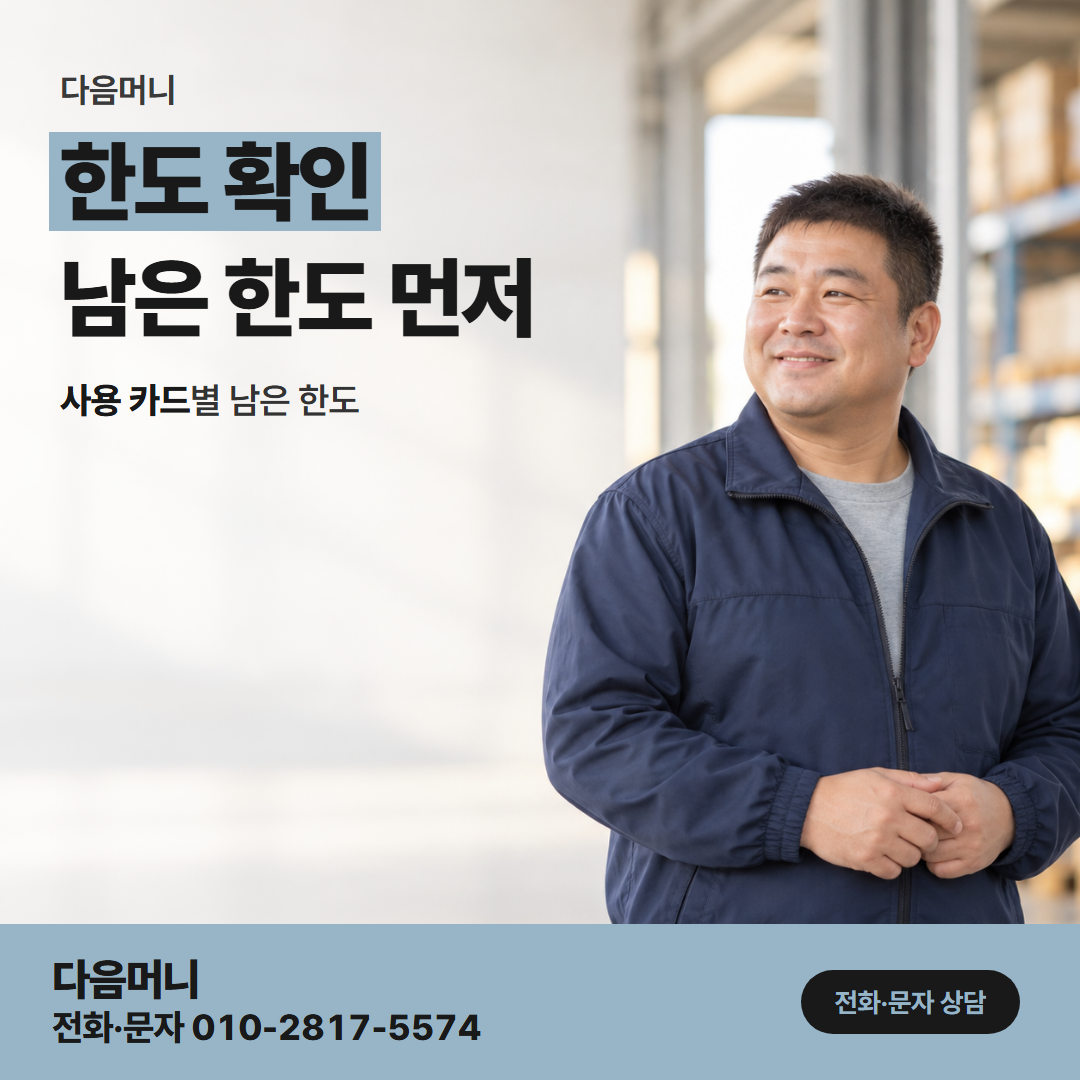 다음머니 카드깡사이트 사이트 문의 전에 조회하는 남은 한도